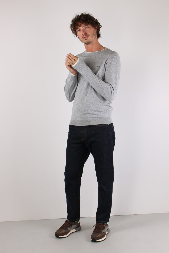 Maglia Girocollo Profilo Contrasto Grigio-2