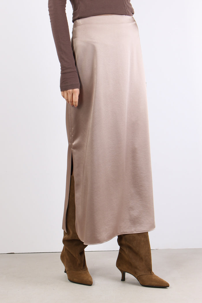 Angelo Gonna Raso Lunga Marron Glace-4