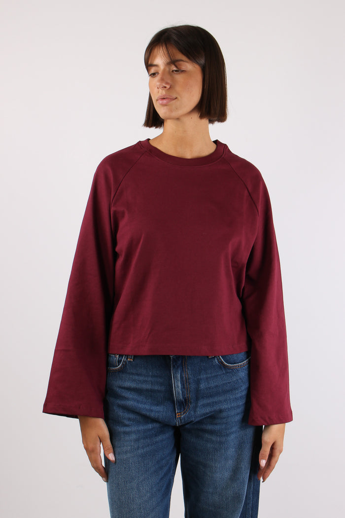 T-shirt Cotone Manica Svasata Bordeaux-3