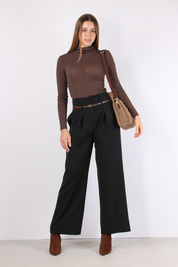 Pantalone Gamba Dritta Cintura Nero