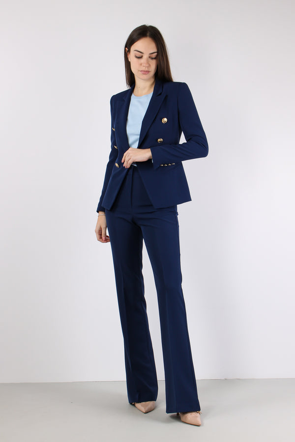 Pantalone Zampa Tessuto Tecnico Navy