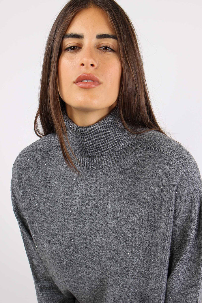 Collo Alto Inserto Lurex Gray Met-7