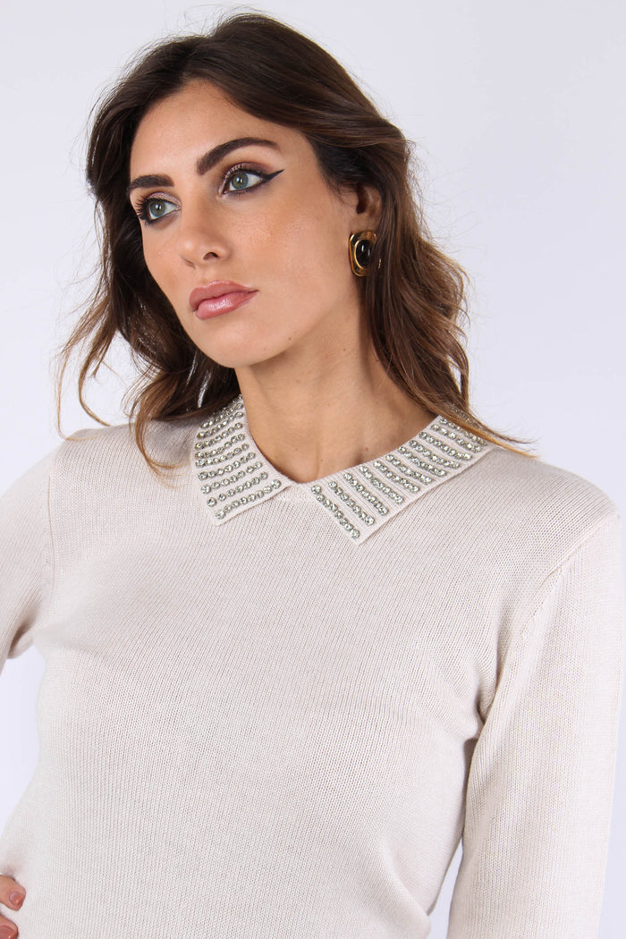 Ventotene Maglia Lana Colletto Grigio Nuvola-7