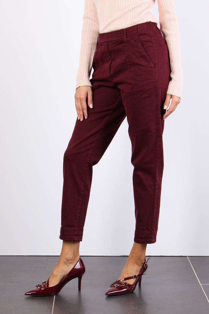 Pantalone Gabardina Elastico Bordeaux-6