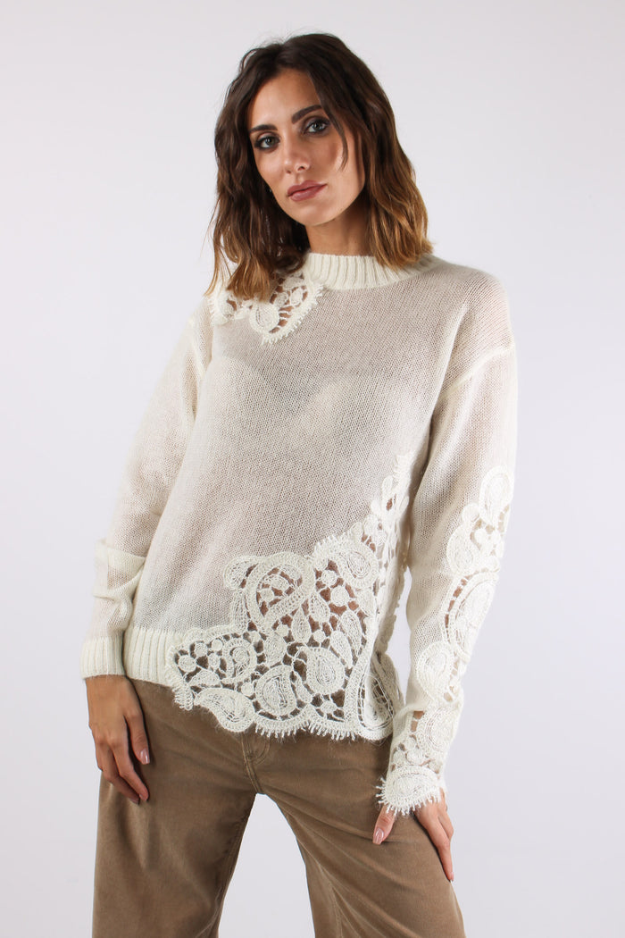 Maglia Inserto Pizzo Burro-7