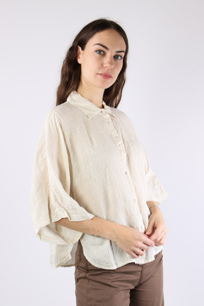 Camicia Over Lino Riga Meringa/beige-3