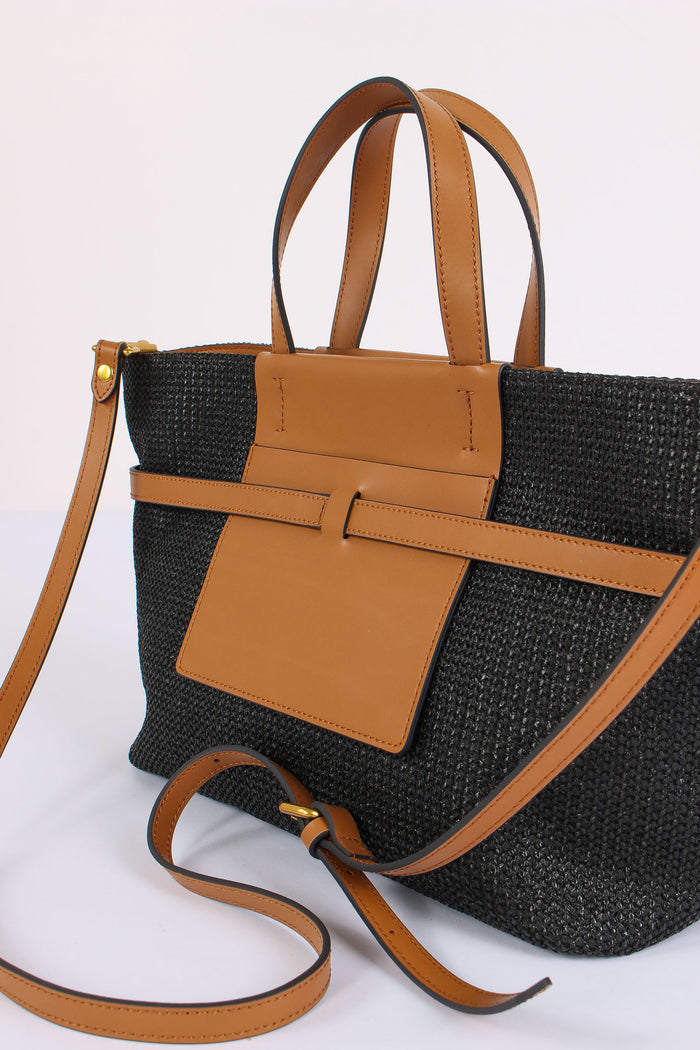 Belty Shopping Mini Rafia Nero/cuoio-5