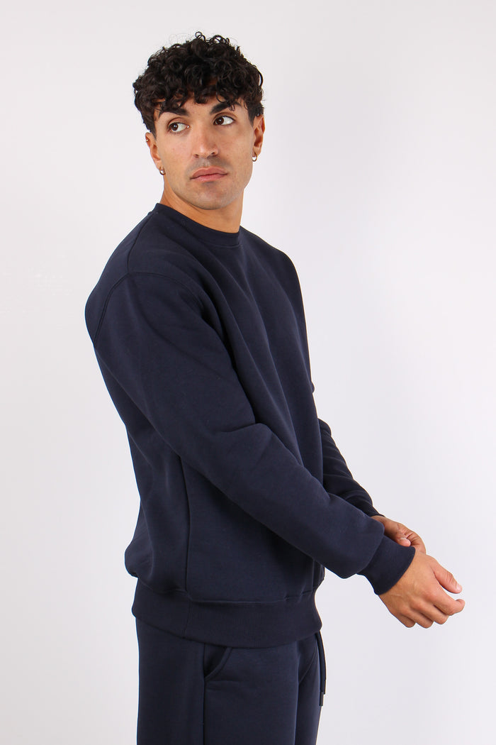 Felpa Girocollo Logo Blu-3