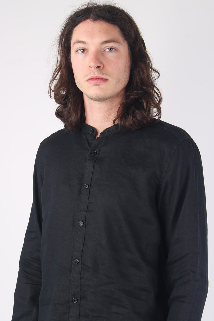 Camicia Lino Coreana Black-7