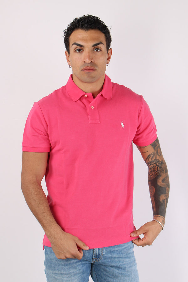 Polo Slim Fit Mesh Hot Pink