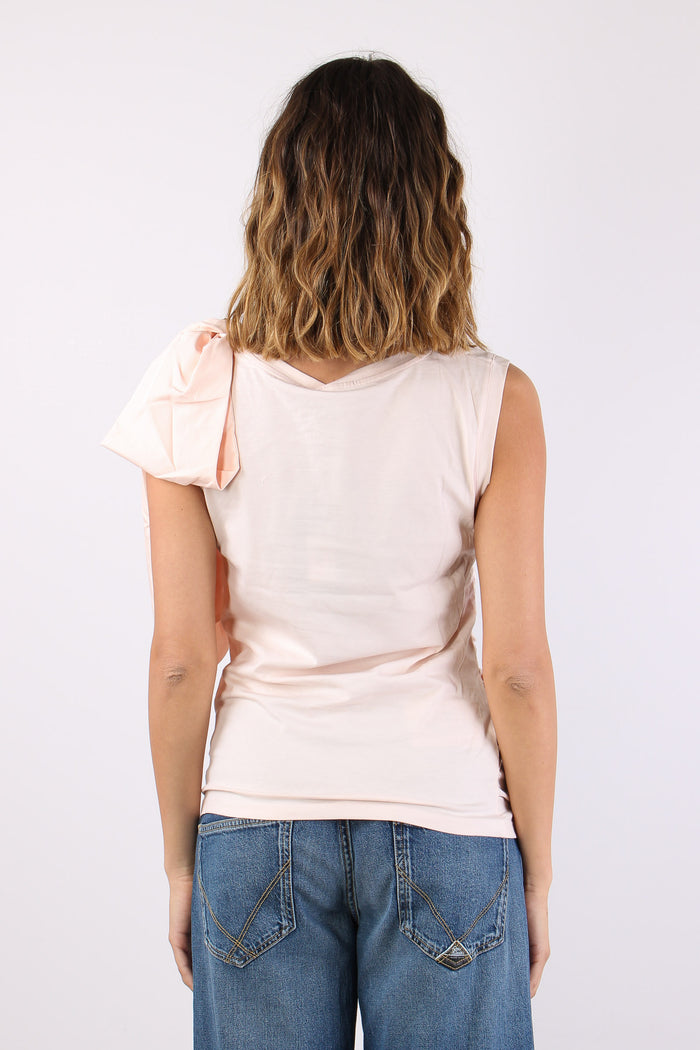 Aimee T-shirt Fiocco Spalla Silver Peony-5