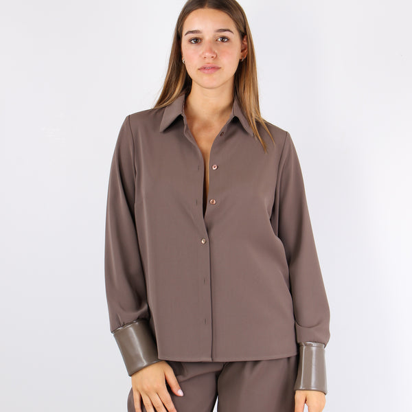 Camicia Fluida Polsini Ecopell Nocciola-2