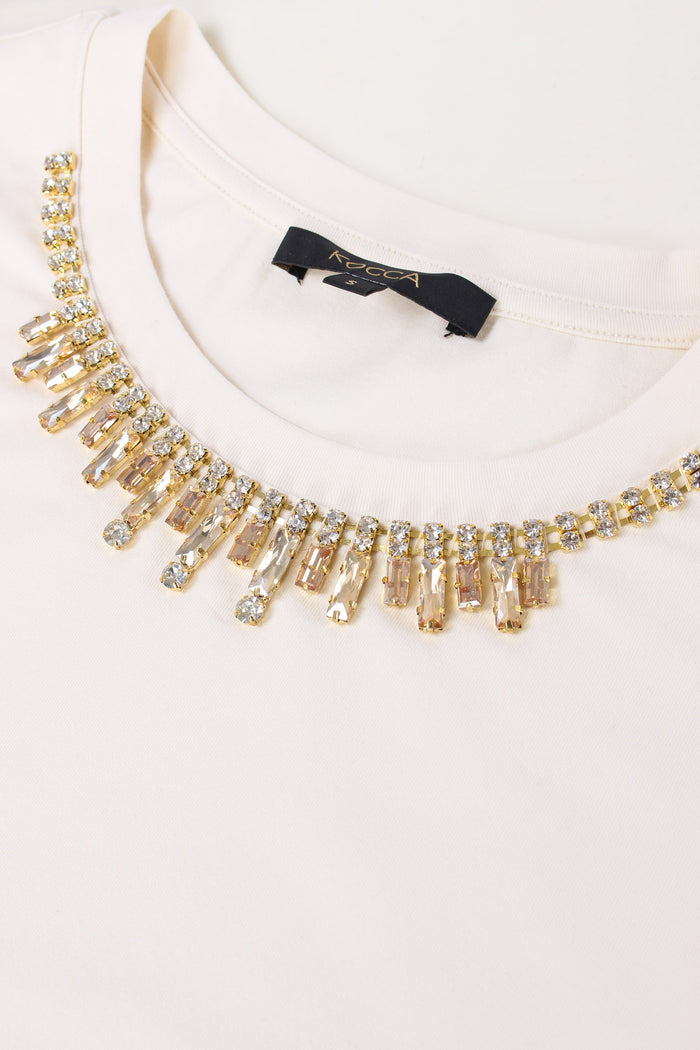 Mannea T-shirt Castoni Collo Bianco-10