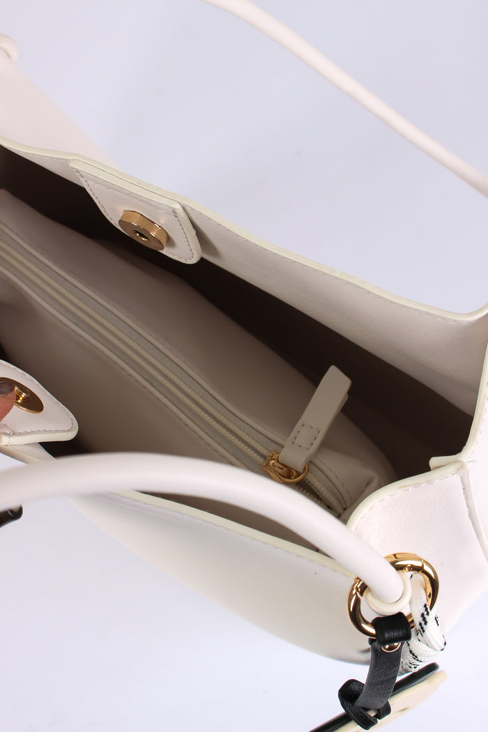 Tote Bag Manici Sottili Bianco Ottico-6