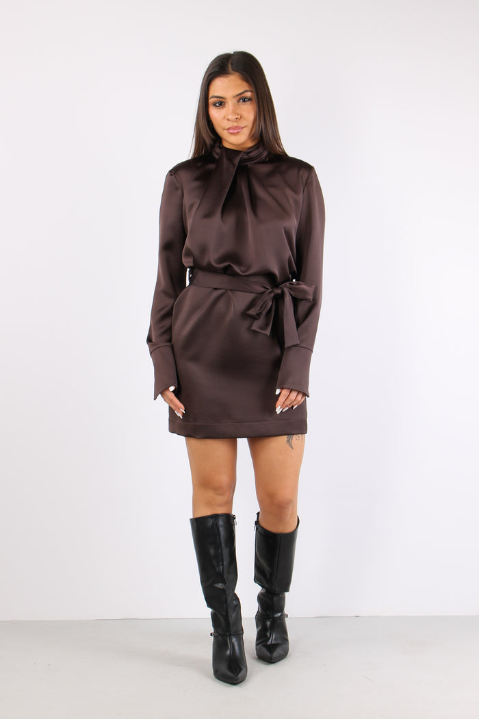 Abito Effetto Raso Cintura Fio Moro-5