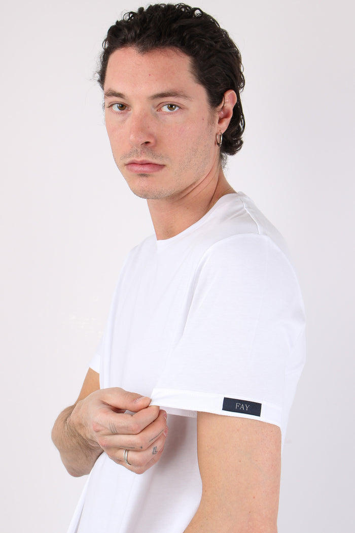 T-shirt Basica Logo Manica Bianco-7