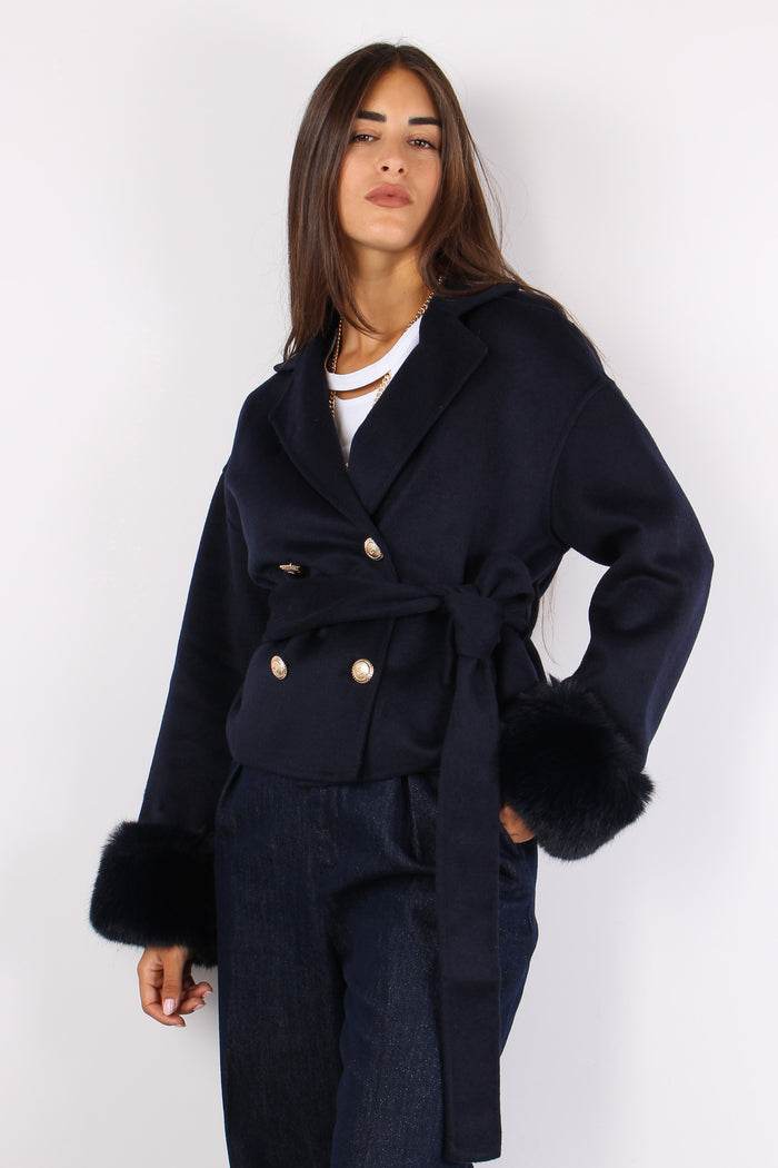 San_paolo Cappotto Corto Bordi Total Blu-5
