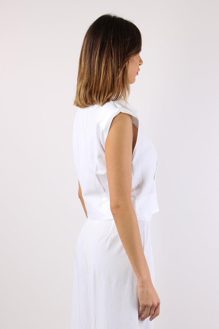 Camicia Smanicata Spalline Bianco-6