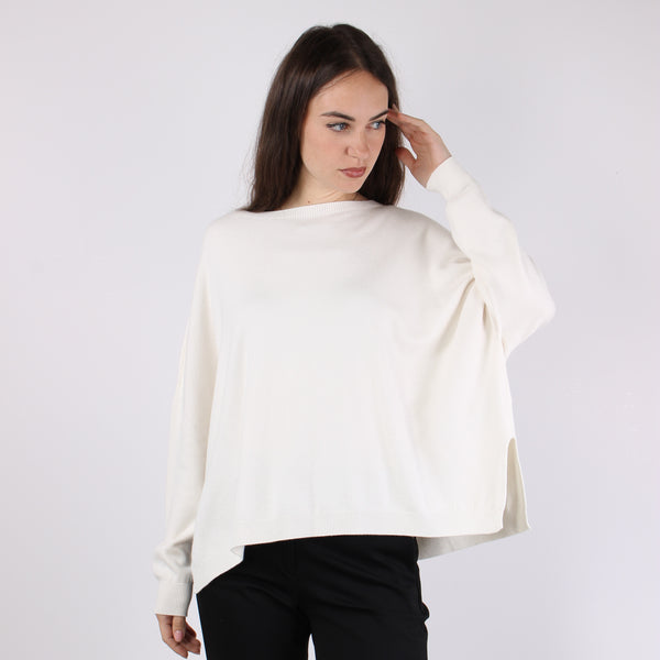 Maglia Girocollo Viscosa Off White-2