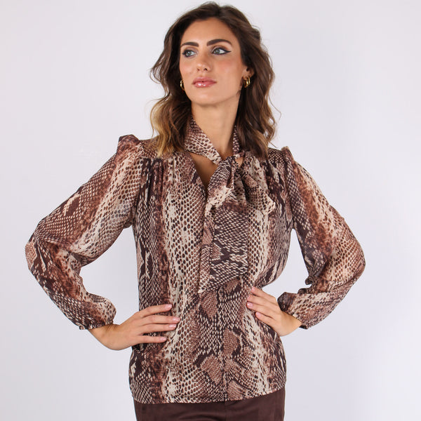 Camicia Fiocco Stampa Pitone Moro-2