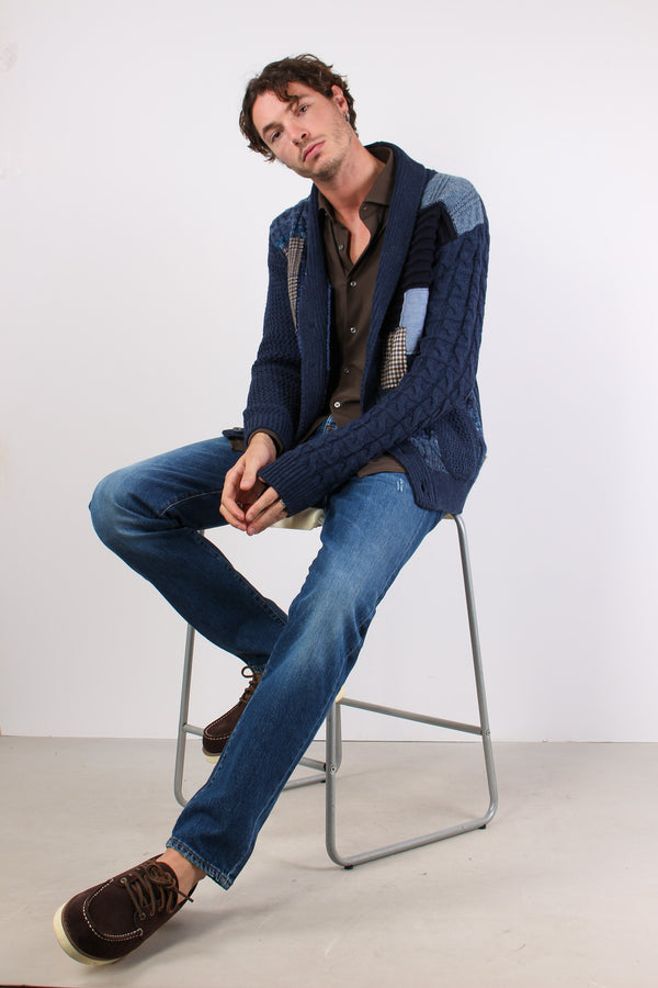 Cardigan Patch Blu