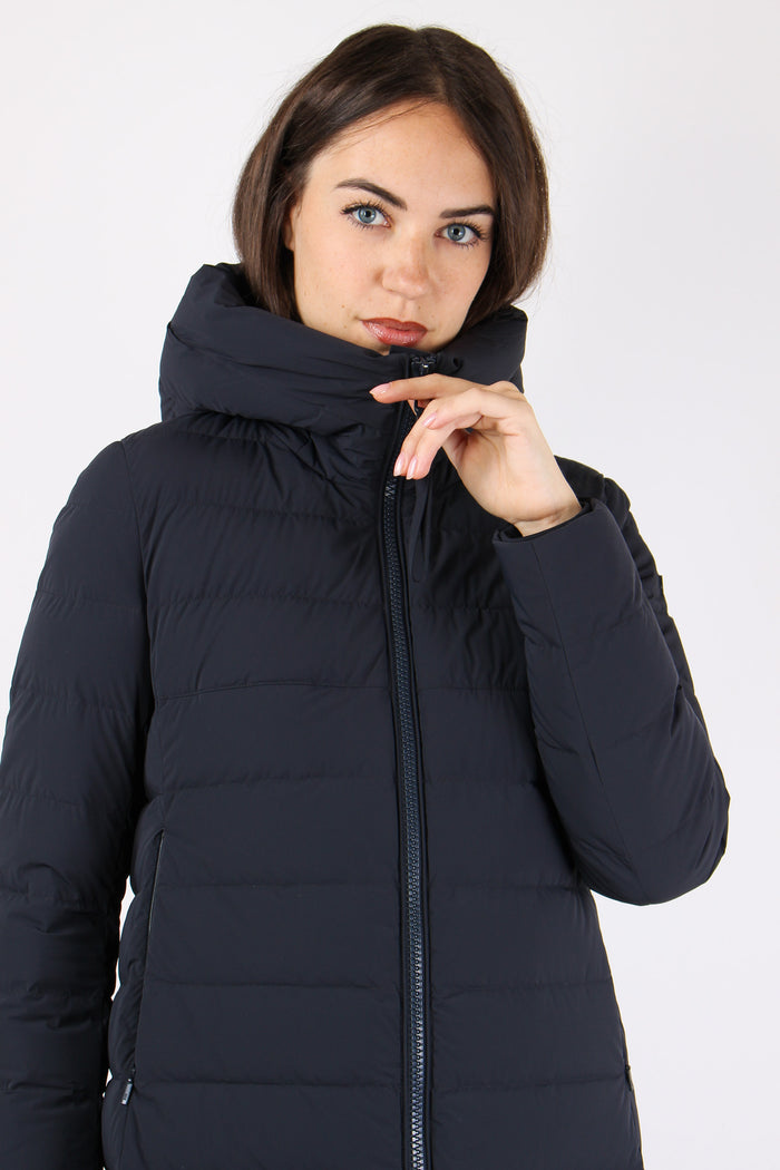 Piumino Lungo Trapunta Blu Scuro-10