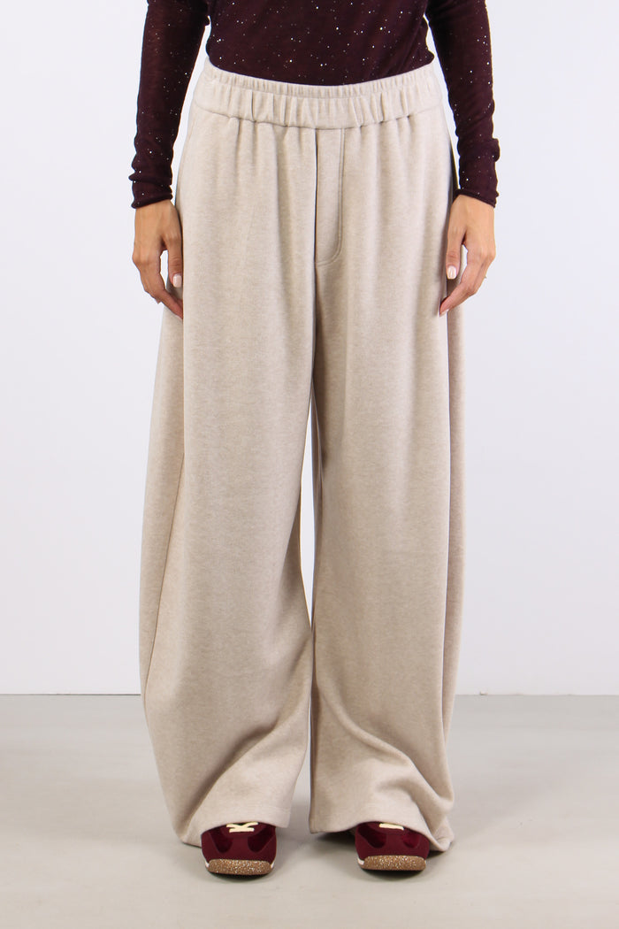 Pantalone Felpa Palazzo Beige-3