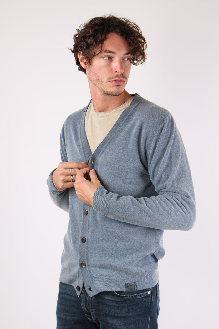 Cardigan Contrasto Fantasia Blu-3