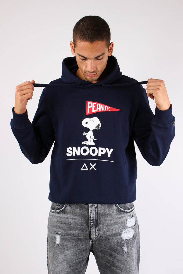 Felpa Cappuccio Maxi Stampa Navy Blue