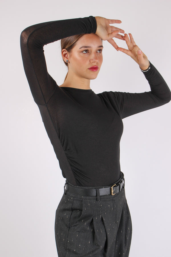 Maglia Girocollo Misto Cashmer Nero-2