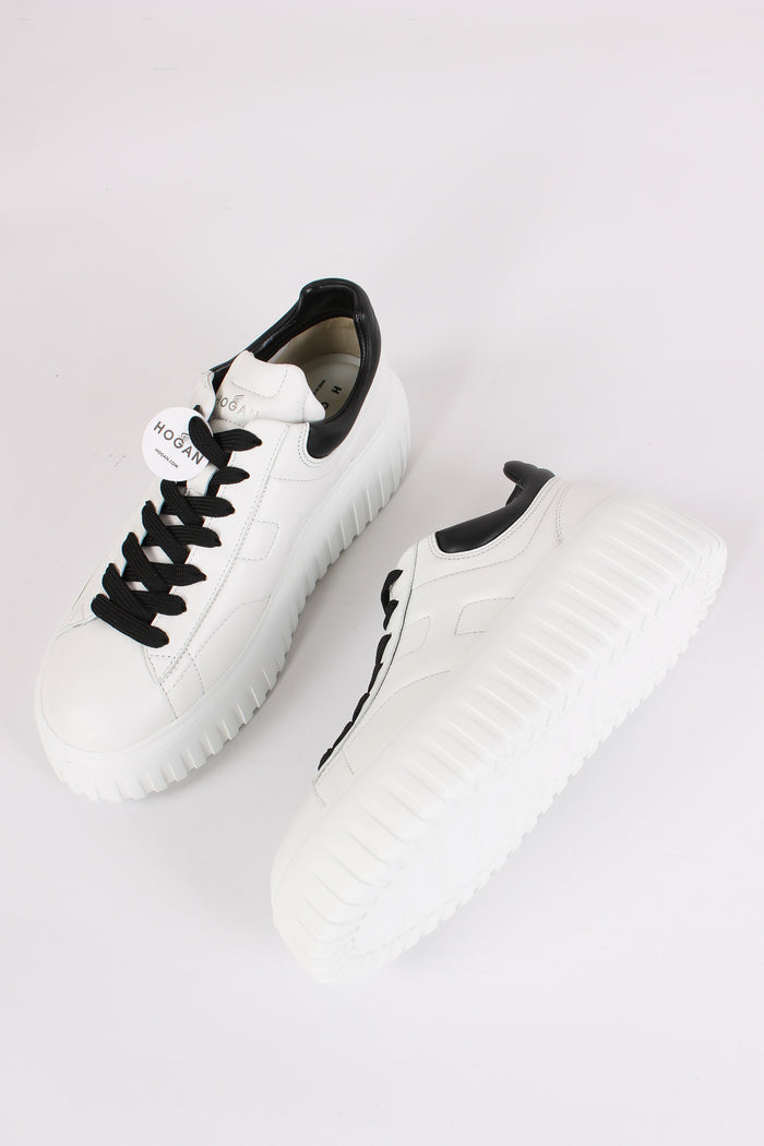 Sneaker Platform Suola Riga Bianco/nero-5