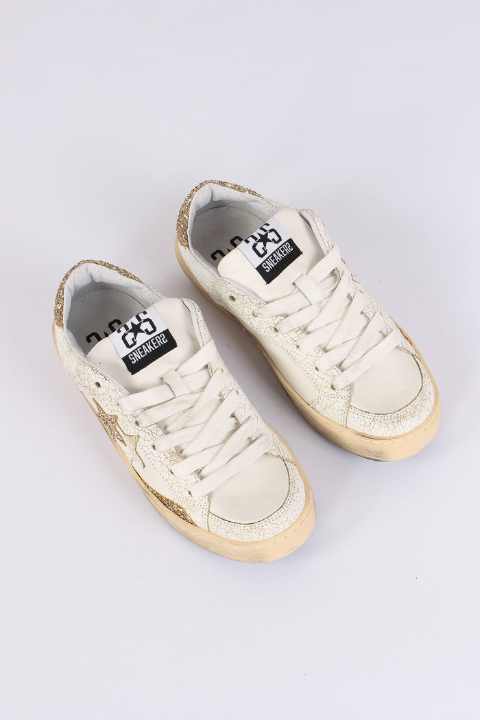 Sneakers Enjoy Star Glitter Bianco/oro-9