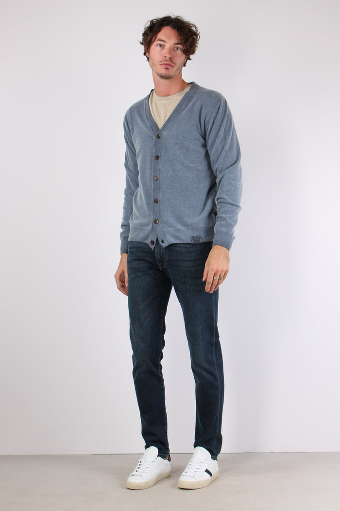 Cardigan Contrasto Fantasia Blu-5