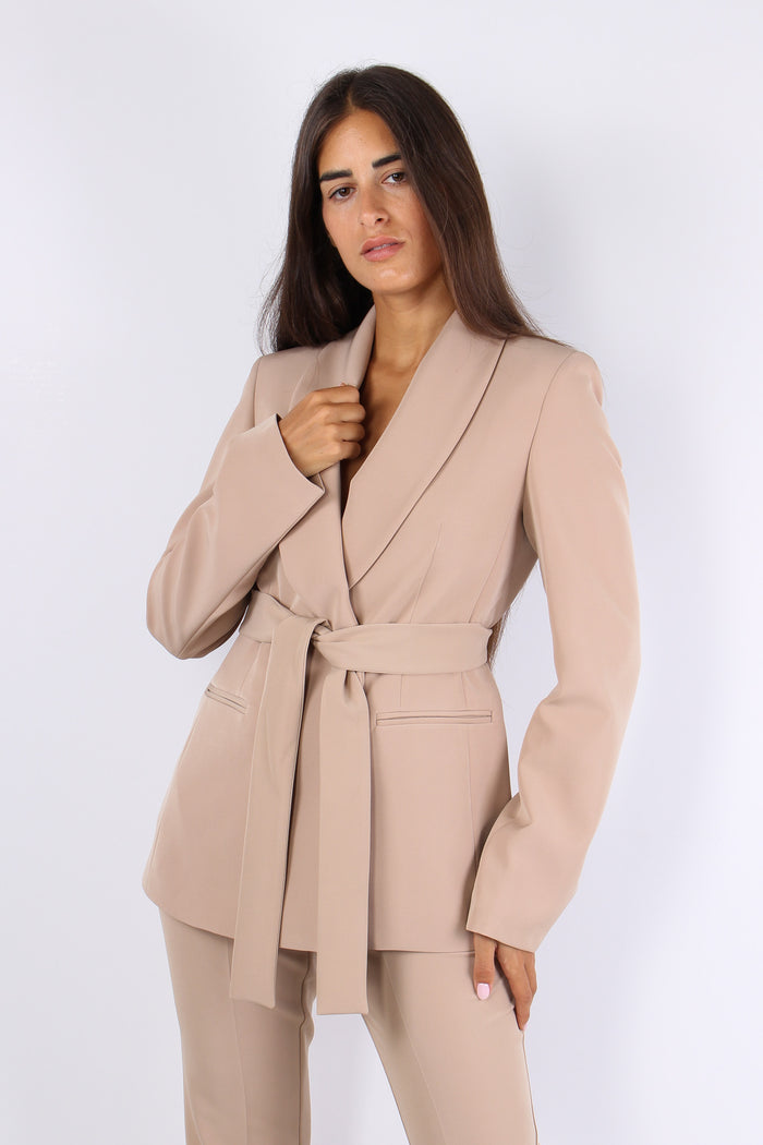 Giacca Fusciacca Collo Scialla Sand-3