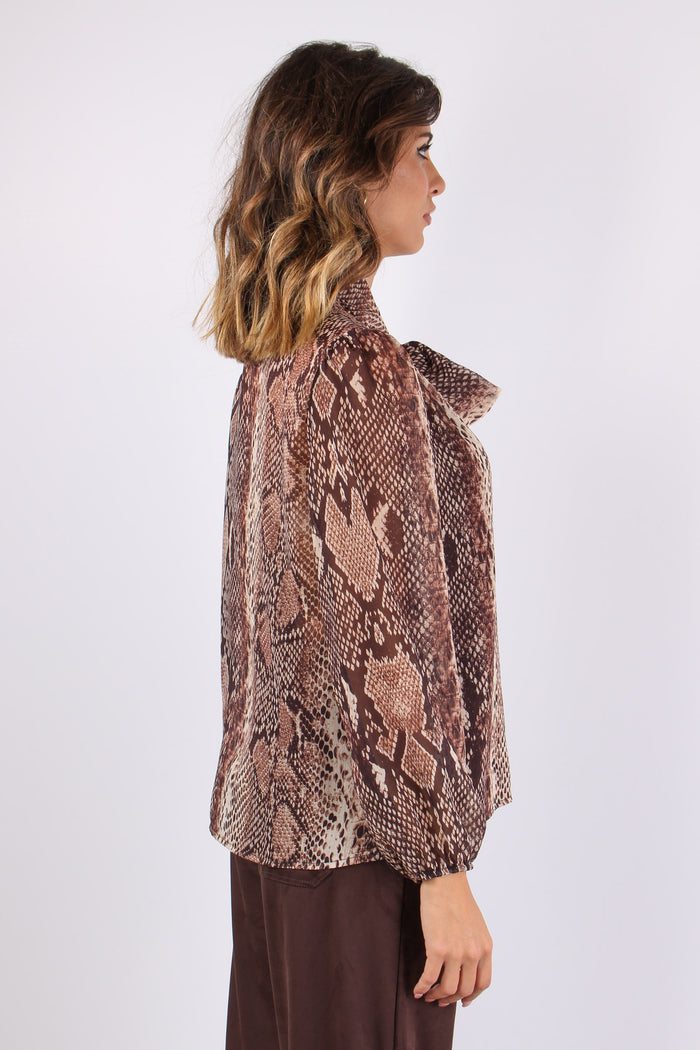 Camicia Fiocco Stampa Pitone Moro-8