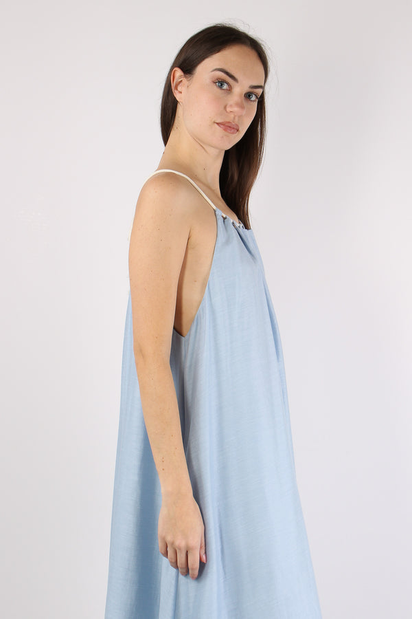 Abito Lungo Corda Celeste-2