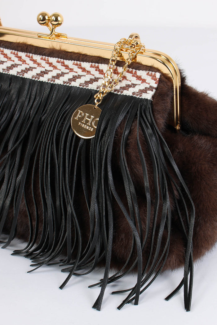 Pochette Visone Frange Glam/rust-9