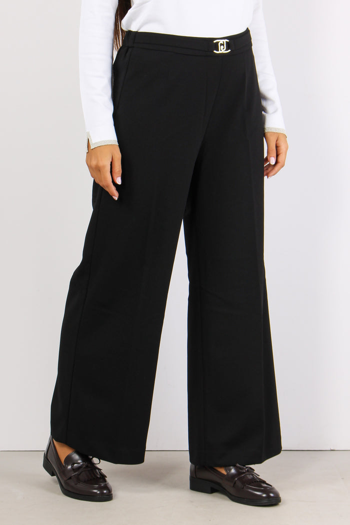 Pantalone Fluido Palazzo Nero-5