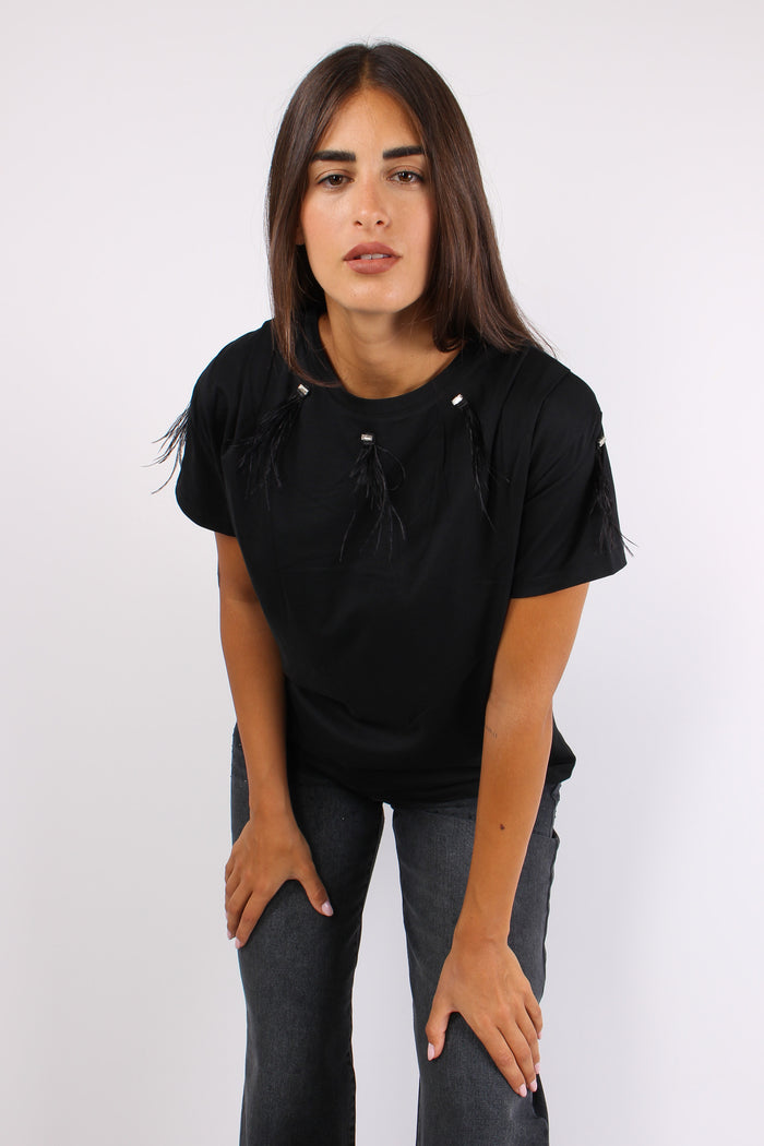 Plume T-shirt M/m Piume Black-4