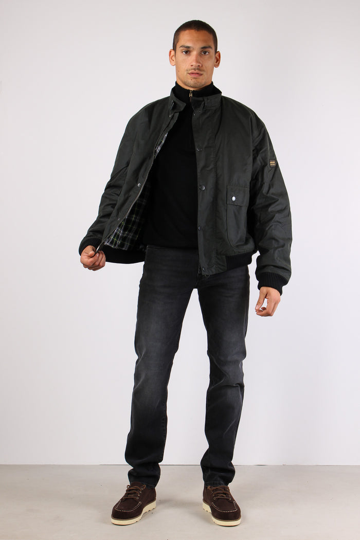 Bomber Fibbia Colletto Verde Scuro-7