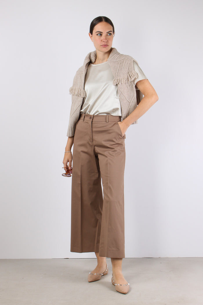 Urial Pantalone Cotone Cropped Castagna-6