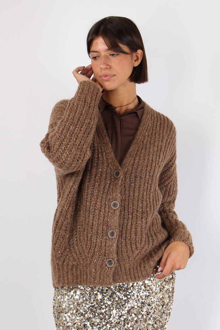 Cardigan Effetto Mulinee Visone-2