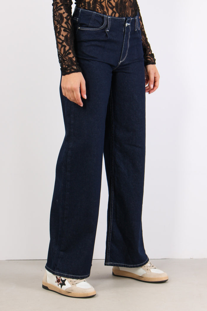 Denim Palazzo No Cinturino Denim Scuro-6