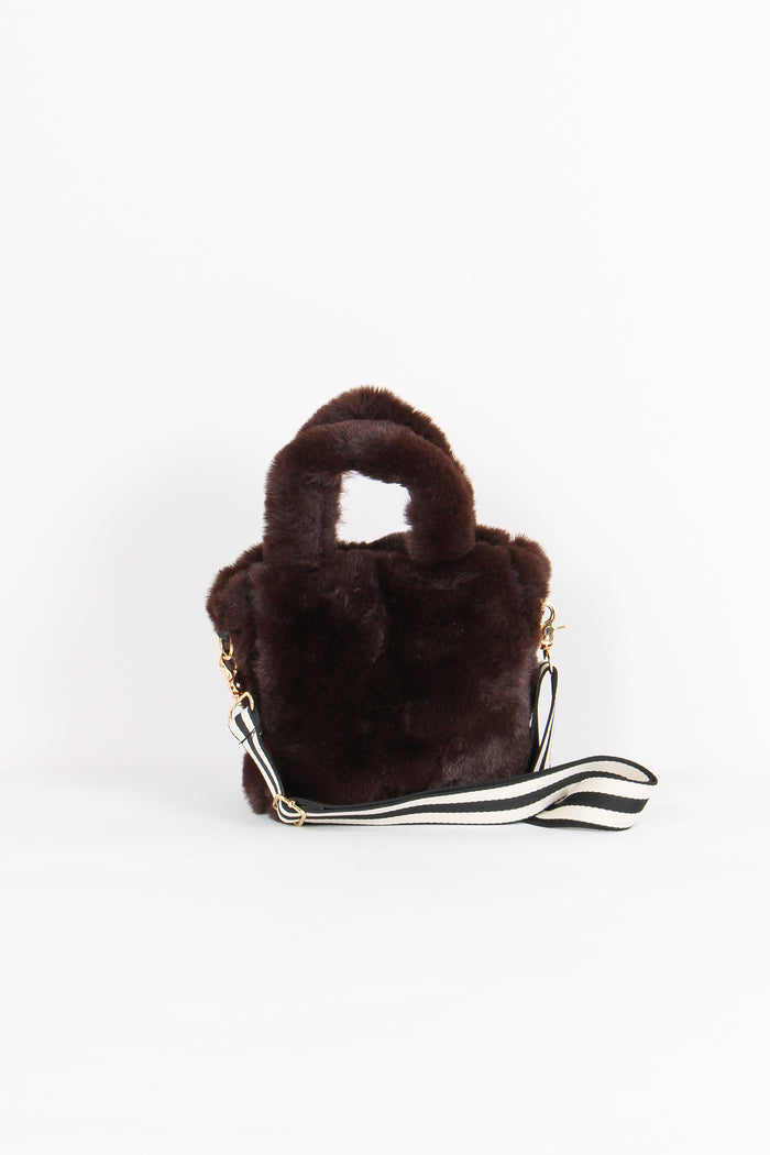 Shopping Mini Ecopelliccia Cioccolato-3
