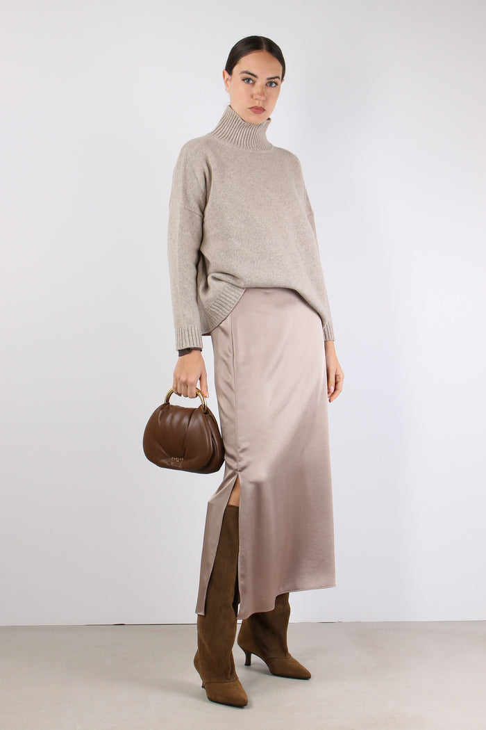 Angelo Gonna Raso Lunga Marron Glace