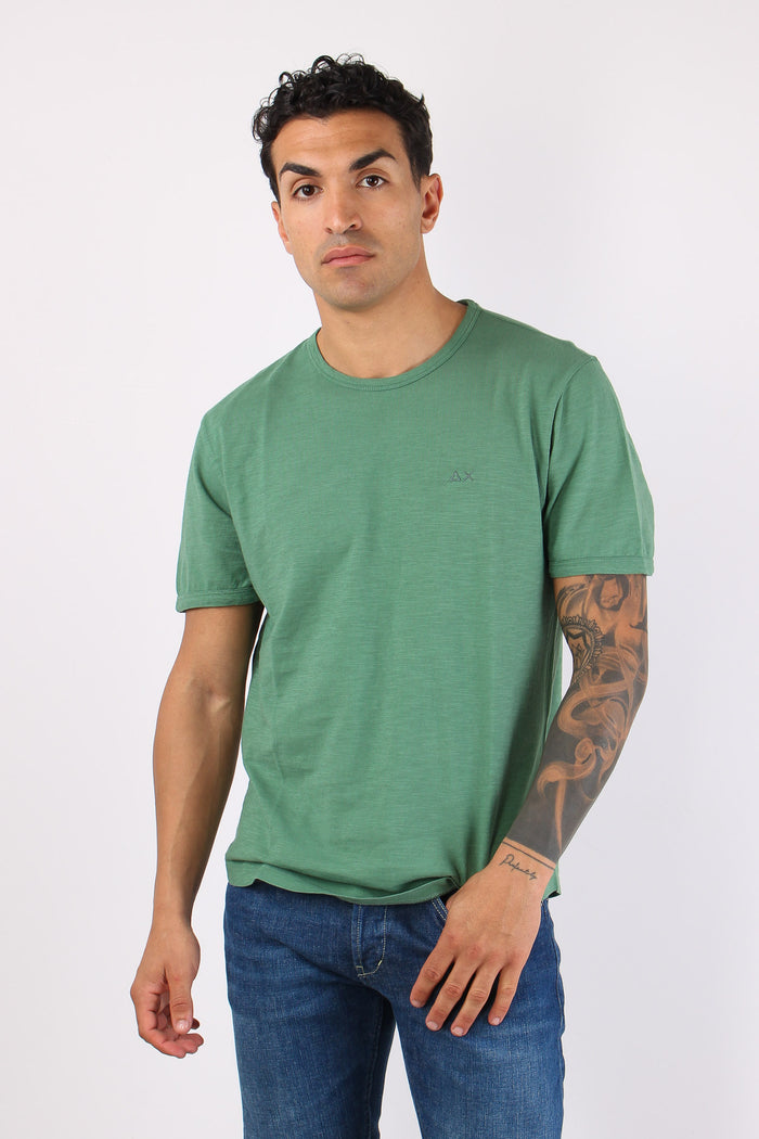 T-shirt Cotone Fiammato Muschio
