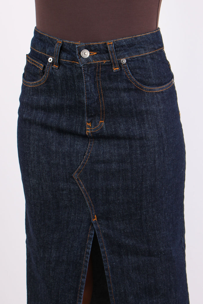 Gonna Denim Spacco Denim Scuro-7