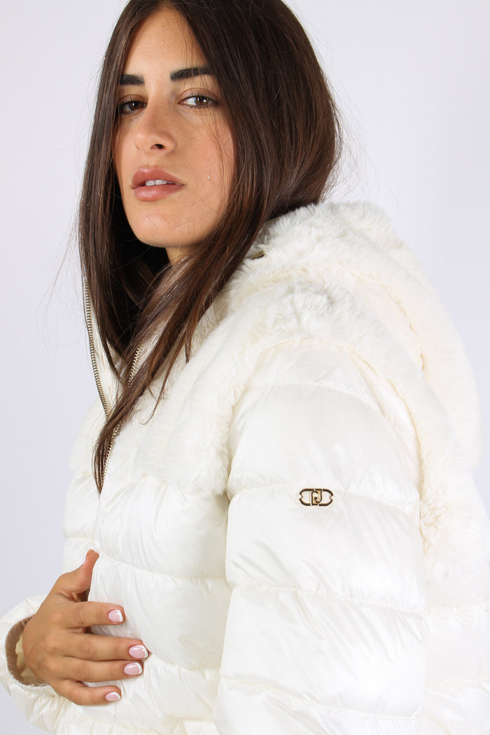 Giubbotto Bimateriale Inserto Bianco Latte-8