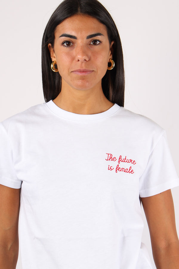 Maglia Ricamo The Future Is F Bianco-2