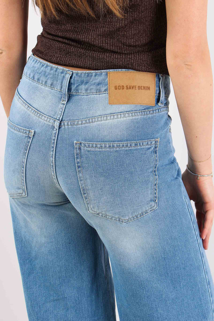 Eos Denim Zampa Taglio Asimmetrico Denim Chiaro-6